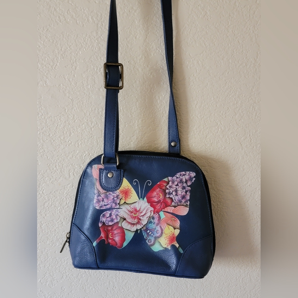 ANNA by Anuschka crossbody handbag blue and red
